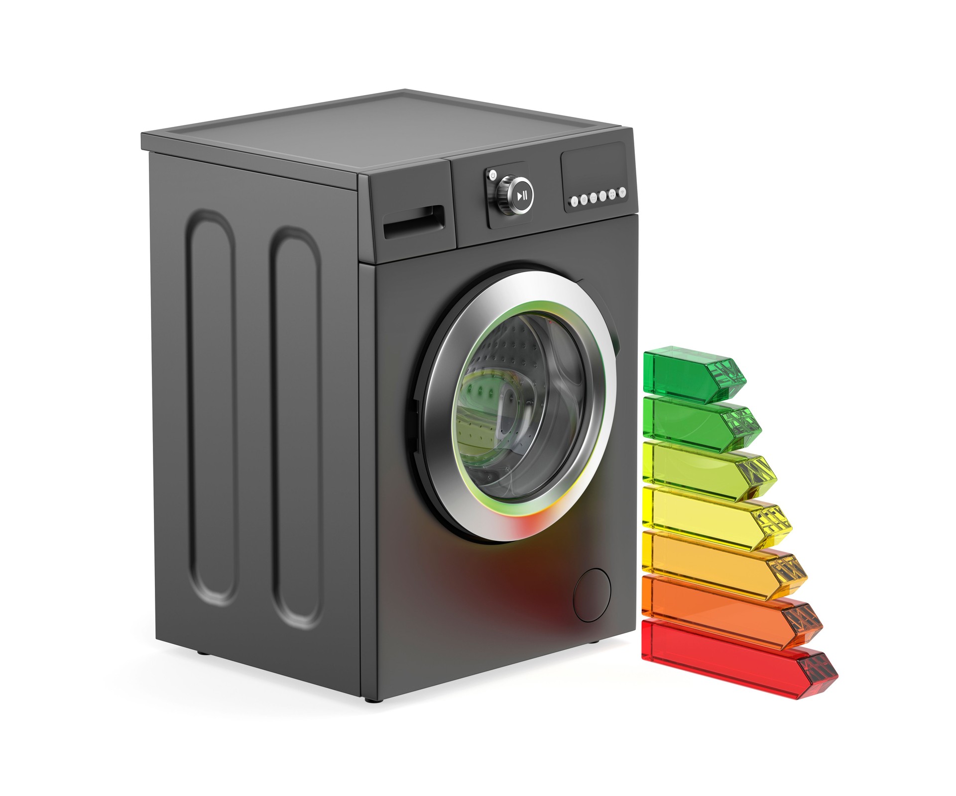 Washing machine and energy efficiency rating bars